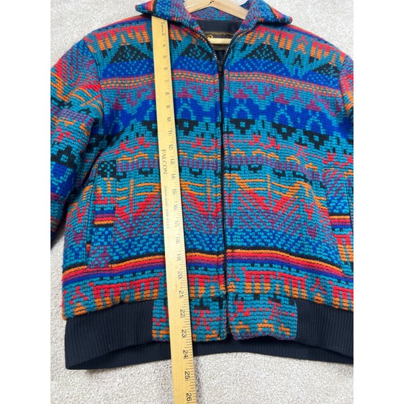 Vintage David James Aztec Southwest Knit Bomber Jacket‎ Full Zip M Colorful Wool - Picture 8 of 10